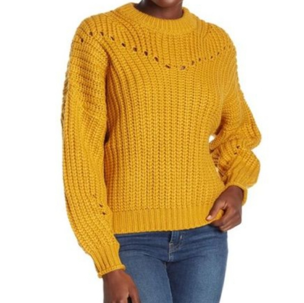 Elodie knit open stitch mustard pullover sweater